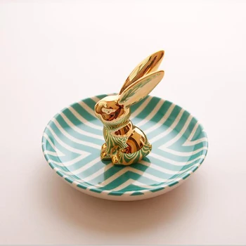 Creative 3D Ceramică Iepure fel de Mâncare Bijuterii Tava de Stocare Inele de Stocare Accesorii Desert Uscate Placa de Cadouri de Ziua Îndrăgostiților 1226