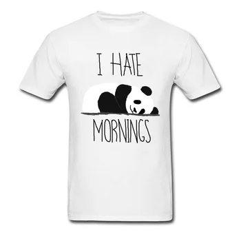 Urăsc Diminețile 2018 Leneș Fan Bărbați T-shirt Panda Tipărite Amuzant Îmbrăcăminte de Vară Grafic Topuri Teuri Desene animate Designer Tricou