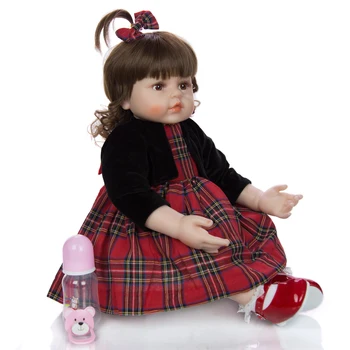 KEIUMI Moda 24 Inch Copilul Renăscut Silicon Menina Realist Printesa Renăscut Baby Dolls 60 cm pentru Copii de Ziua copilului Playmates