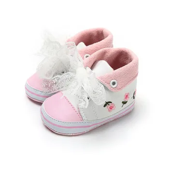 Broderie Flori Baby Pantofi Dantela De Primăvară De Toamnă Copil Nou-Născut Fată Pantofi Bowknot Moale, Talpa Non-Alunecare Copilul Sugar Prima Pietoni