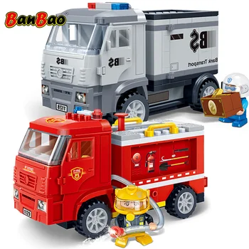 BanBao Poliția Orașului Banii Băncii De Transport Auto Camion Foc Technic Blocuri Polițist, Pompier Cifre Cărămizi Copil Jucarii Si Cadouri