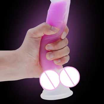 Pielea Realist Penis Urias Fluorescente Mare Vibrator Din Silicon Flexibil Cu Ventuza Penis Artificial Sex Feminin Masturbator Jucarii Sexuale
