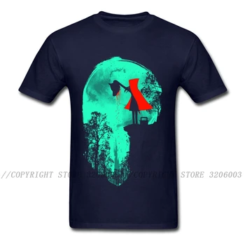 Scufița roșie & Lupul Design Unic Bumbac Tricou T-shirt de Sus Camasi Pentru Barbati cu Maneci Scurte de Desene animate Negru Geek