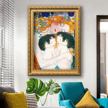 Modular De Perete De Arta, Printuri De Imagini Gustav Klimt Dragostea De Mama Gemeni Baby Pictura Stil Nordic Panza Poster Living Decor Acasă