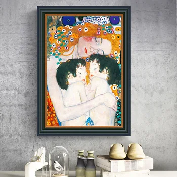 Modular De Perete De Arta, Printuri De Imagini Gustav Klimt Dragostea De Mama Gemeni Baby Pictura Stil Nordic Panza Poster Living Decor Acasă
