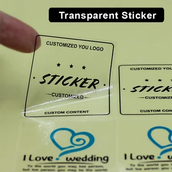 100buc/lot autocolante Personalizate logo-ul personalizat autocolant transparent PET clar de auto-adeziv Autocolant hartie pentru nunta/cosmetice/buze