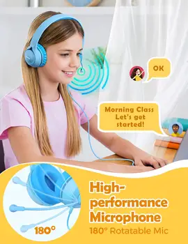 Mpow LH1 Copii Căști cu Microfon cu Fir Căști Stereo Sunet&94dB Limita de Volum de 3,5 mm de Învățare On-line Cască pentru Copil