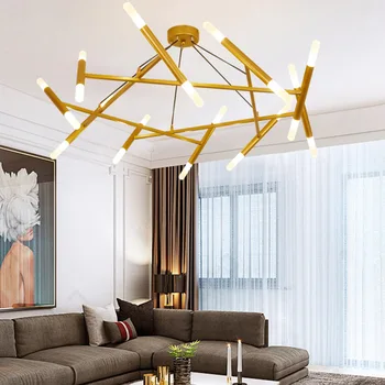 Post Modern de Aur Negru Candelabru de Sticlă Iluminat G9 Incluse Estompat Art LED-uri Lampă de Agățat pentru Camera de zi Dormitor Hotel Luciu