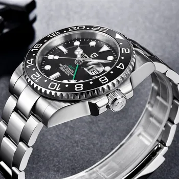 40mm PAGANI DESIGN Cadran Negru Luminos de Sticlă de Safir Bezel Ceramica GMT Automatic Mens Watch de Brand de Lux Top Ceasuri Mecanice