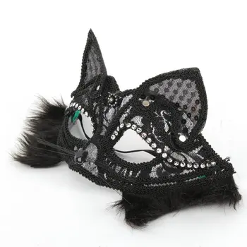 GNHYLL Fox Măști Dantela Sexy Pisica Masca PVC Alb Negru Femei Venetian Masquerade Ball mascat de Performanță Măști de Distracție 19 * 8 cm