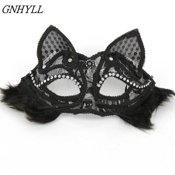 GNHYLL Fox Măști Dantela Sexy Pisica Masca PVC Alb Negru Femei Venetian Masquerade Ball mascat de Performanță Măști de Distracție 19 * 8 cm