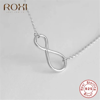 ROXI Personalizate Infinity Pandantiv Coliere pentru Femei Cravată Număr Norocos Opt Lanț Lung Colier Argint 925 Bijuterii