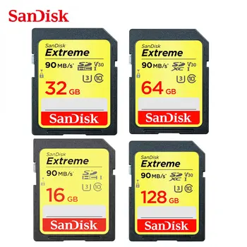Card SD Sandisk 32gb Extreme V30 U3 Clasa 10 Card de Memorie SDHC Viteza de Pana la 90MB/S SD de 32 gb pentru DSLR 4K, FullHD aparat de Fotografiat Profesional