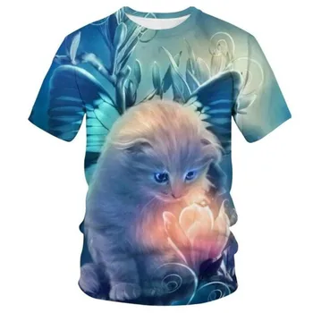Copii 3D fox imprimate T-shirt, băieți și fete de animale model pisica de înaltă calitate, de vara tricou maneci scurte 4t-14t