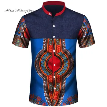 2019 africa de barbati haine africane ankara print t-shirt pentru barbati personalizate scurt mâneci singur pieptul camasa casual barbati wyn910