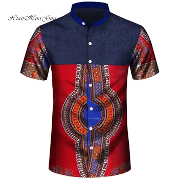 2019 africa de barbati haine africane ankara print t-shirt pentru barbati personalizate scurt mâneci singur pieptul camasa casual barbati wyn910