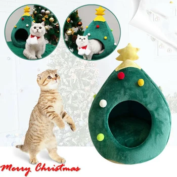 Produse Pentru Animale De Companie Crăciun Pisică Câine De Pat Casă Moale Cuib Formă Copac Animal De Casă Pat De Pisica Pestera Cort Gunoi Pisica Paturi Pisica Consumabile