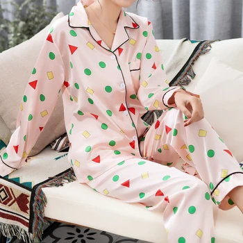 Primavara Toamna anului 2019 WAVMIT Femei Pijamale de Mătase, Lung Set Top de sex Feminin Pijamale Set NightSuit Mătase Pijamale Femei de Agrement Uza