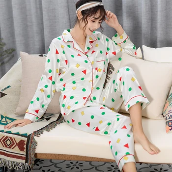 Primavara Toamna anului 2019 WAVMIT Femei Pijamale de Mătase, Lung Set Top de sex Feminin Pijamale Set NightSuit Mătase Pijamale Femei de Agrement Uza
