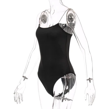 Lanț Alb Diamant Femei Tanga Bodysuit Curea Bodycon Sexy Streetwar 2020 Haine De Vară Club De Petrecere A Corpului De Bază Solid Romper