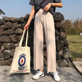 Pantaloni de Vara pentru Femei Nou Stil coreean Pierde-Fit Pantaloni Largi Subțire de Înaltă Talie Pantaloni Casual Drept-Picior Pantaloni Studenți