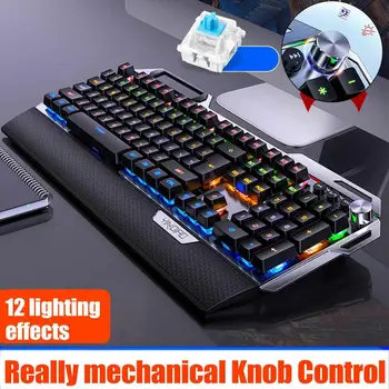 Tastatură mecanică Panou de Metal Rotund Retro Keycap 104 Taste cu iluminare din spate cu Fir de Calculator Gaming Keyboard Pentru Laptop PC Gamer Joc
