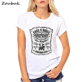 2020 Guns n Roses Rock Roll T Shirt pentru femeie t-shirt GNR Alb de bumbac Tricou Vintage Hip Hop Femme Top Tee