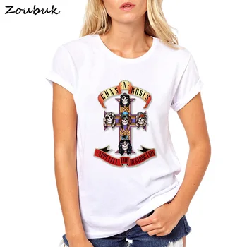 2020 Guns n Roses Rock Roll T Shirt pentru femeie t-shirt GNR Alb de bumbac Tricou Vintage Hip Hop Femme Top Tee