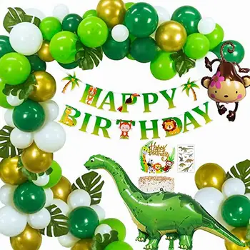 80buc Junglă Dinozaur Baloane Ghirlanda cu Frunze de Palmier de Aur Verde Baloane cu Maimuta Balon de Folie de Petrecere de Aniversare pentru Copii Decoratiuni