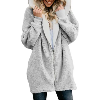 Cald Iarna Palton Feminin Elegant Tricou Femei Zip-Up Strat Cu Glugă Sacou Fleece Doamnelor Îmbrăcăminte Exterioară Supradimensionate Hanorace