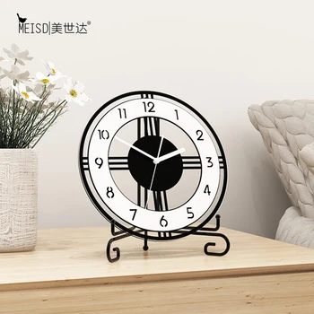 Scurtă Rotund Ceas de Masa cu Design Modern de Birou Ceas de Ceas 3D Home Decor Tăcut Living, Dormitor, masă, Ceas vintage Ceas de Birou