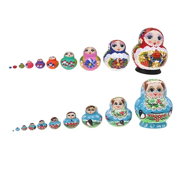 2 Seturi de 10 Bucati de Pictat Fete rusă Babushka Matryoshka Păpuși Kit de Copii Ziua de nastere Cadou de Crăciun Ornamente
