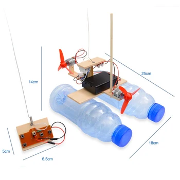 Student DIY Asamblate Turbina Eoliana Model de Barca de Lemn Barca Control de la Distanță DIY Experiment de Jucarii Educative pentru Copii