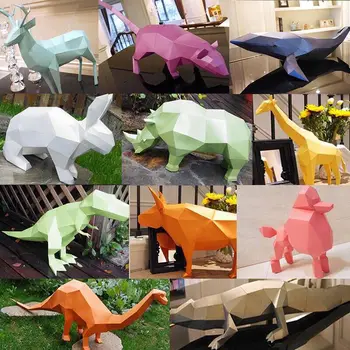 Animale drăguț Puzzle 3D Model din Hârtie Urs, Dinozaur Hârtie de Perete de Arta Sculptura Model de Jucărie Papercraft Figurine Copii Cadou