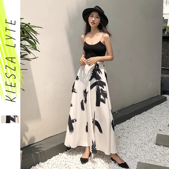 Femei Alb Print Fusta Midi 2020 Primavara-Vara Elegante Elastic Talie Mare O linie Fuste Feminine Faldas Mujer Moda