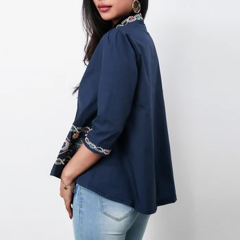 Femei Bluze de Vara Broderie Floare Cârlig blusas mujer de moda 2021 Casual Vintage Plus Dimensiune Tricou Vrac Stil coreean Topuri 3XL