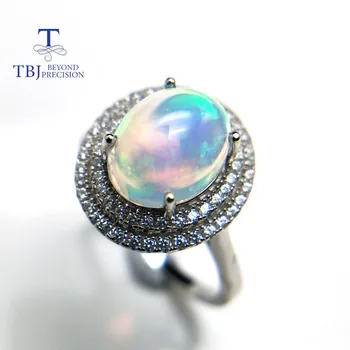 TBJ,Naturale Etiopian pline de culoare Opal oval 8*10mm cu piatră prețioasă Confortabil Deget Inel din argint 925 pentru femei cu cutie