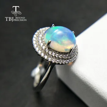 TBJ,Naturale Etiopian pline de culoare Opal oval 8*10mm cu piatră prețioasă Confortabil Deget Inel din argint 925 pentru femei cu cutie