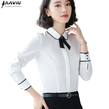 Naviu De Primăvară Femei Bluza Haine Elegante De Afaceri Formal Slim Cu Maneca Lunga Sifon Papion Camasa Office Lady Plus Dimensiune Topuri
