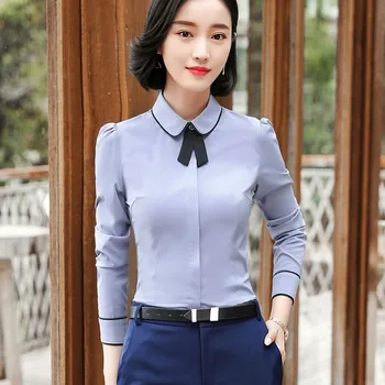 Naviu De Primăvară Femei Bluza Haine Elegante De Afaceri Formal Slim Cu Maneca Lunga Sifon Papion Camasa Office Lady Plus Dimensiune Topuri