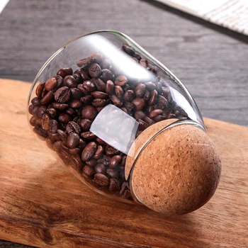 Sticlă Sigilate Pot Vas De Depozitare Cutie De Sticla Recipient Rotund Plută Pentru Boabe De Cafea, Bucătărie