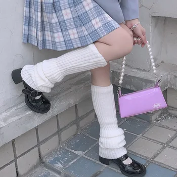 GENUNCHI Japoneză JK uniformă stil Lolita Nepriceput Vrac Șosete Cizme de Culoare Solidă Tricot de Iarnă Încălzit de Picior Ciorapi încălzirea Picior acoperi