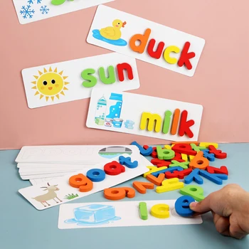 Montessori Vraja Joc de Cuvinte de Lemn Copil Jucării de Învățare Timpurie Puzzle Scrisoare de la a La Z Alfabet Puzzle 3D de Învățământ Preșcolar Copil Jucărie
