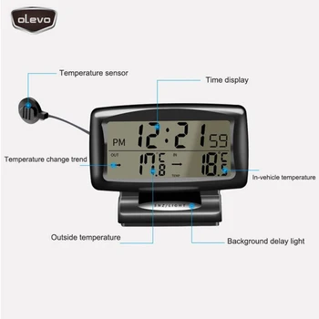 Masina Ceas Auto 12V Ceas Dual Temperatură de Timp Digitale Ceas Electronic cu Iluminare din spate Albastru de Bord Ceas Masina Termometru Digital