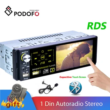 Podofo 1 Din Masina de Radio Autoradio Audio Stereo RDS Microfon 4.1 inch MP5 Player Video USB MP3 TF ISO In-dash Player Multimedia