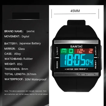 Ceas Digital Bărbați LCD Înapoi lumina Santai Brand Impermeabil Militar Sport Ceas Moda Ceas de mână Ceas Relogio Masculino