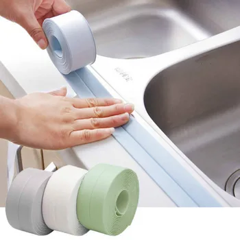 Durabile, și convenabil de baie, duș, chiuvetă, cadă de baie bandă de etanșare alb PVC autoadezive baie bucatarie perete impermeabil sticke