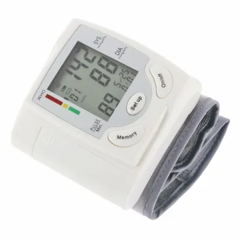 Automată Ecran LCD Digital Încheietura Tensiunii Arteriale Monitor Rata de Bataie a Inimii Puls Pătrat Măsură Tensiometru Alb Transporta