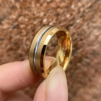 Newshe Aur Galben de Culoare Mens verigheta Tungsten Inele Pentru Bărbați Canelură Inel de Carbură de 8mm Dimensiune 9-13 Bijuterii la Modă TRX042