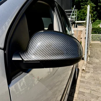 Pentru VW Golf MK5 GTI, Jetta 5 (negru strălucitor) fibra de carbon Passat B6 B5.5 oglindă laterală a acoperi 2 piese Sharan Golf Plus Varianta EOS